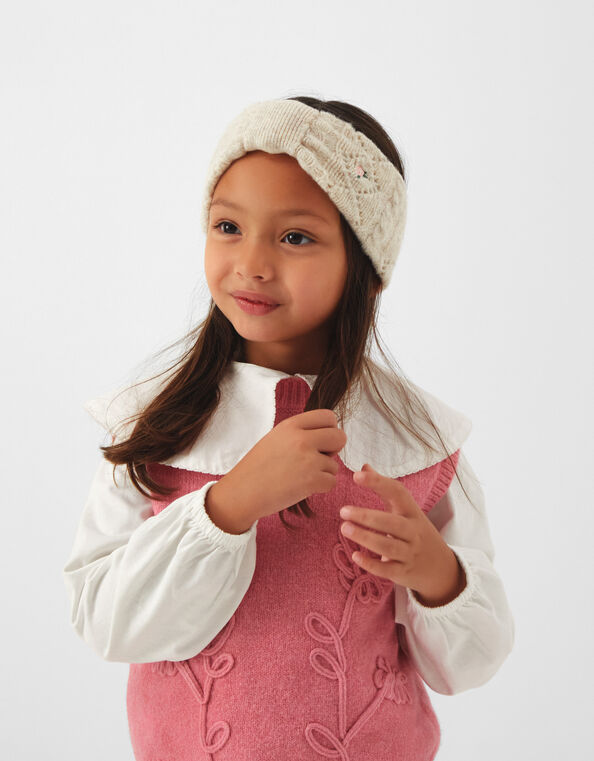 Girls Floral Knitted Bando Headband, , large