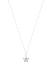 Sterling Silver Sparkle Star Necklace, , large
