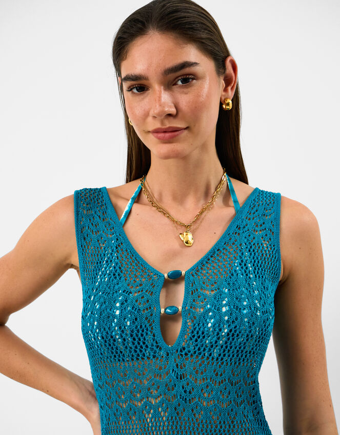 Sleeveless Knitted Maxi Dress, Teal (TEAL), large