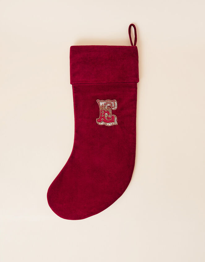 Embroidered Initial E Stocking, , large