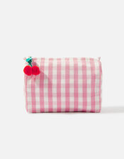 Cherry Charm Gingham Washbag, , large