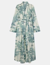 Palm Print Dressing Gown, White (WHITE), large