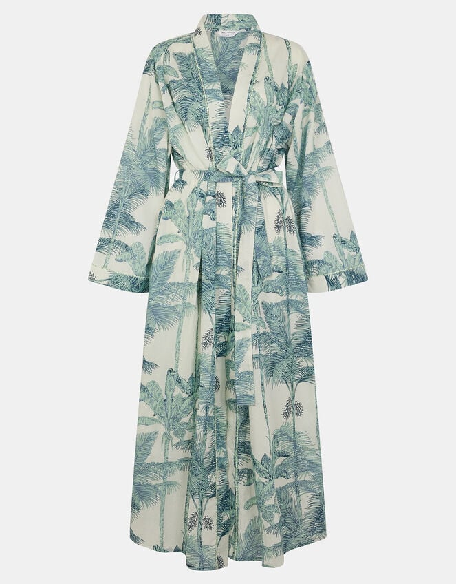 Palm Print Dressing Gown, White (WHITE), large