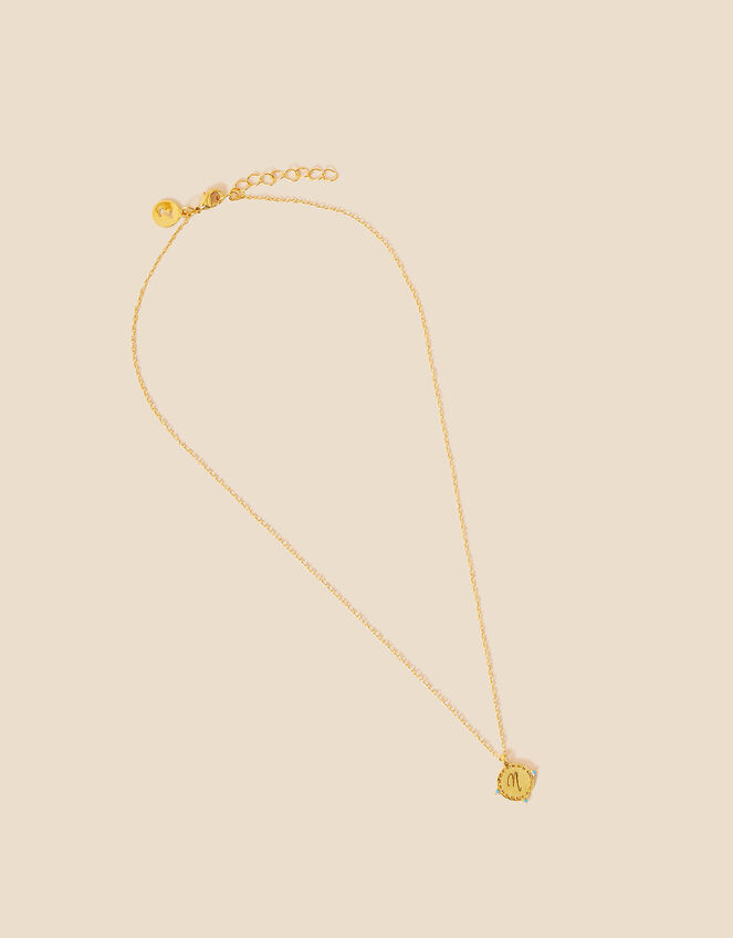 14ct Gold-Plated Initial Pendant Necklace, Blue (TURQUOISE), large