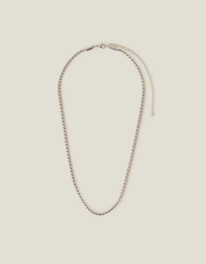 Sterling Silver-Plated Twist Chain Necklace, , large