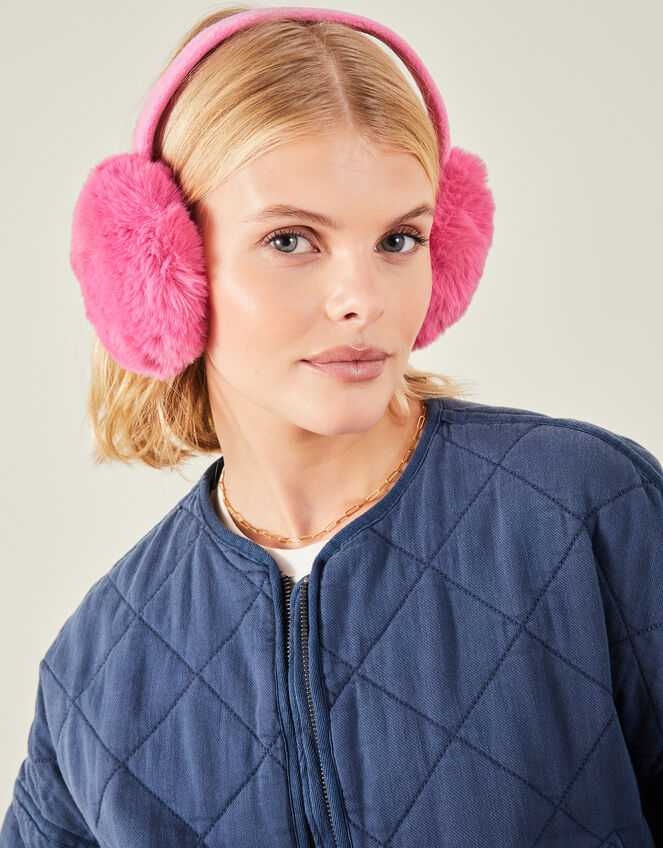 Faux Fur Earmuffs, Pink (PINK), large