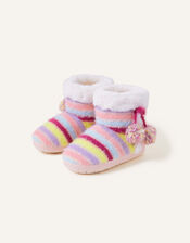 Girls Stripe Slipper Boots, Multi (BRIGHTS-MULTI), large