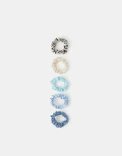 5-Pack Skinny Satin Hair Scrunchies, , large