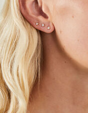 3-Pack 14ct Gold-Plated Spakle Shape Stud Earrings, , large