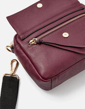 Leather Cross-Body Camera Bag, Red (BURGUNDY), large