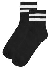 Sport Stripe Varsity Ankle Socks, Black (BLACK), large