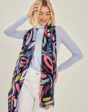 Brushstroke Abstract Print Blanket Scarf, Multi (BRIGHTS MULTI), large