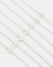 Sterling Silver Heart Initial Bracelet, Silver (ST SILVER), large