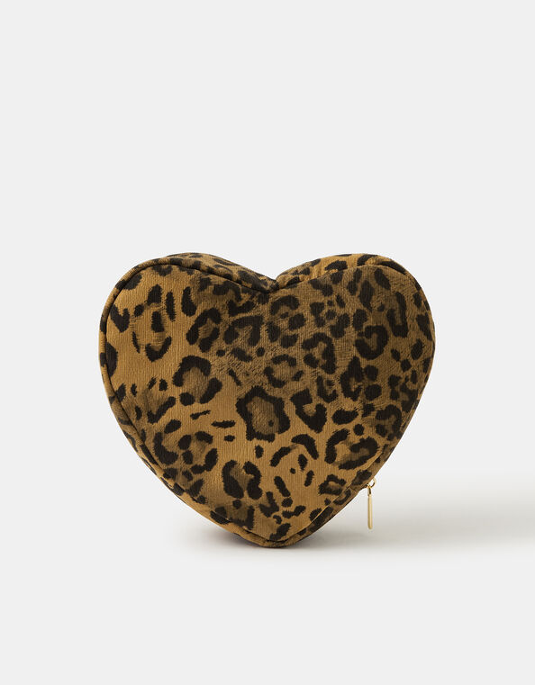 Corduroy Heart Make Up Bag, Leopard (LEOPARD), large