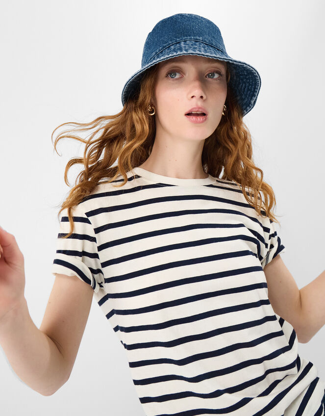 Washed Denim Bucket Hat, , large