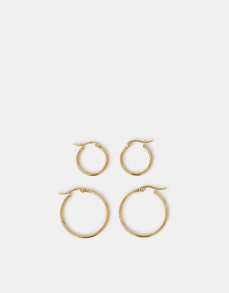 2-Pack Stainless Steel Hoop Earrings, , large