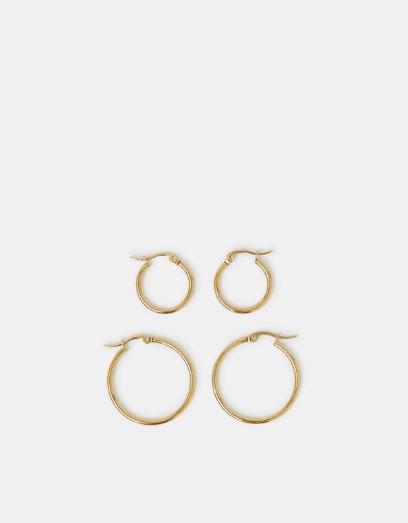 2-Pack Stainless Steel Hoop Earrings, , large