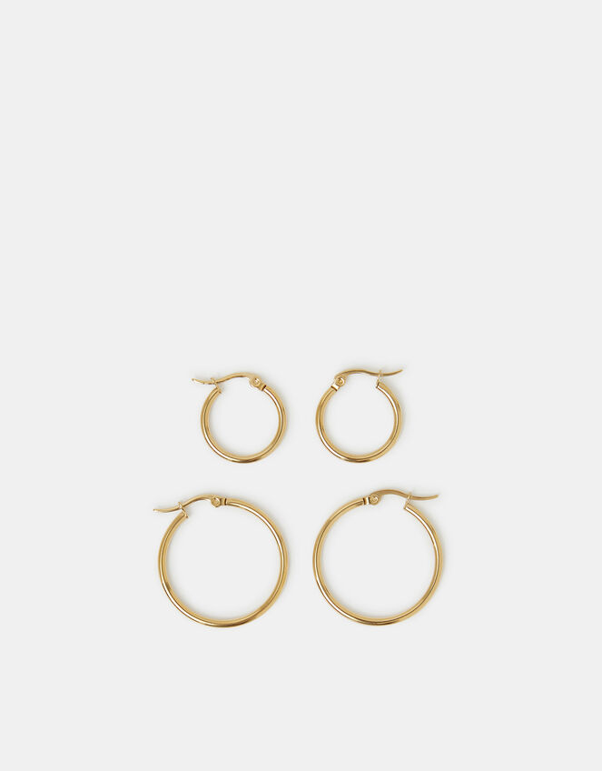 2-Pack Stainless Steel Hoop Earrings, , large