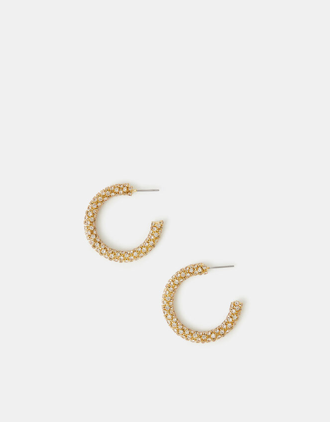 Chunky Diamant&eacute; Hoop Earrings, , large
