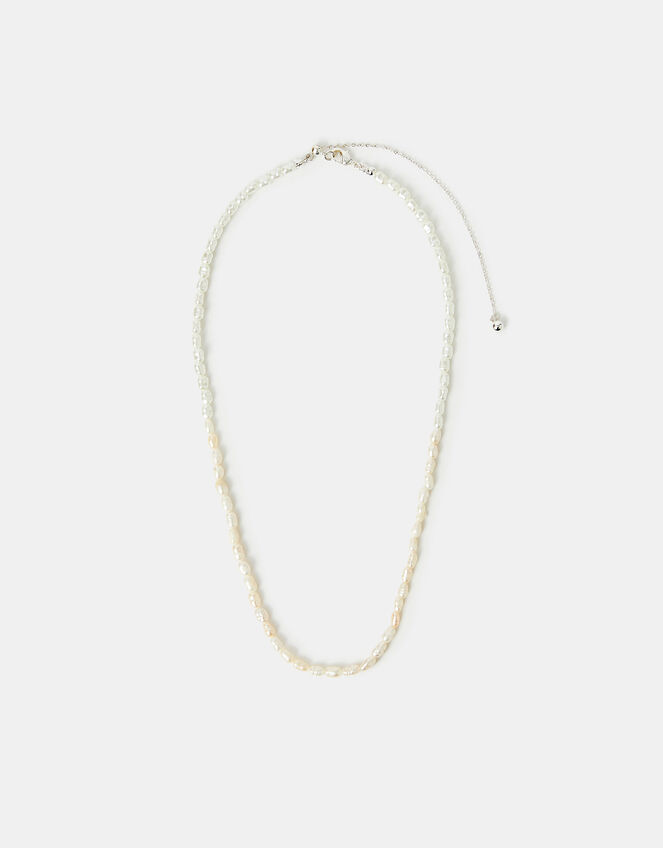 Sterling Silver-Plated Seed Pearl Necklace, , large