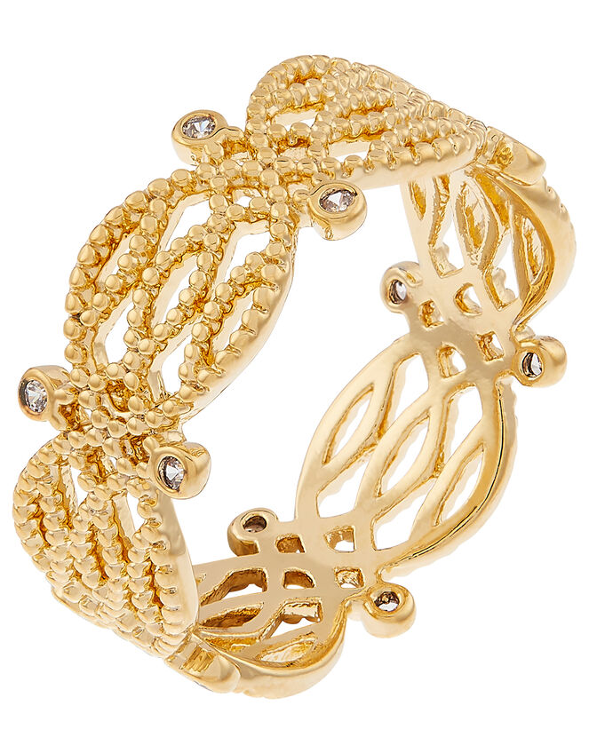 Gold-Plated Sparkle Filigree Ring, Gold (GOLD), large