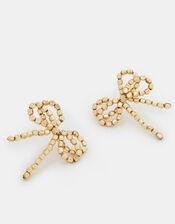 Beaded Bow Stud Earrings, , large