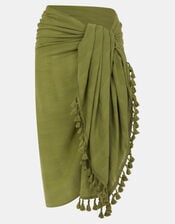 Check Tassel Sarong, , large