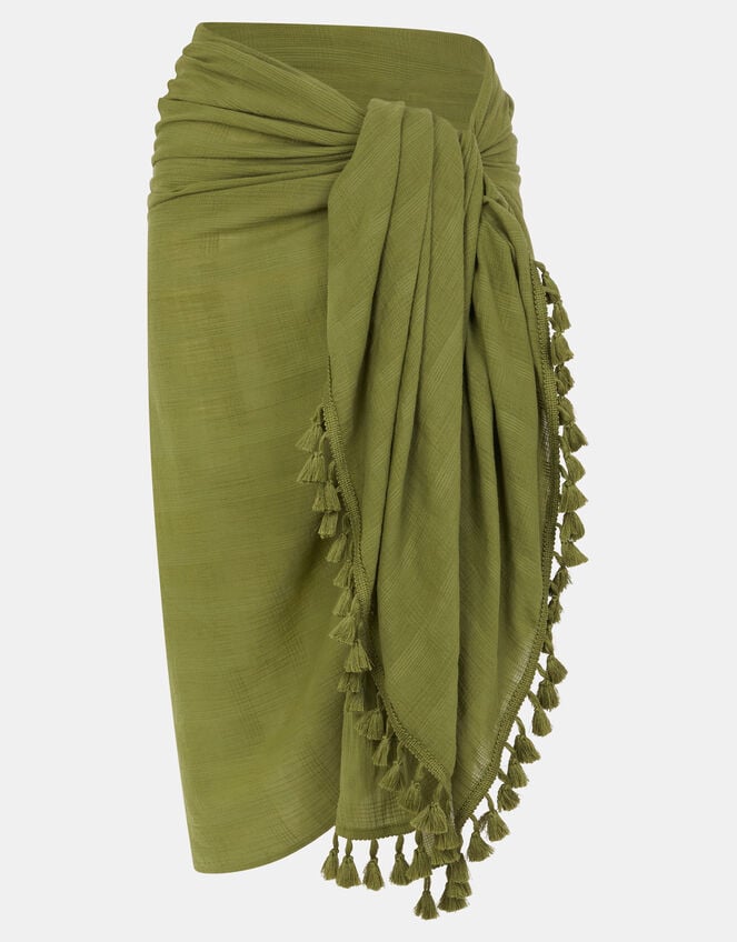 Check Tassel Sarong, , large