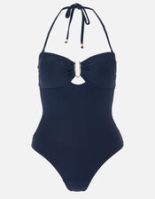 Bobbi Bandeau Swimsuit with Detachable Straps, Blue (NAVY), large