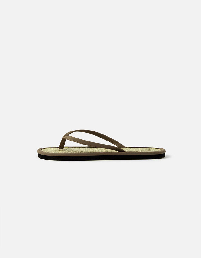 Plain Seagrass Flip Flops , Green (KHAKI), large