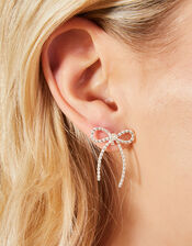 Sterling Silver-Plated Bow Earrings, , large