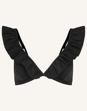 Exaggerated Ruffle Bikini Top, Black (BLACK), large