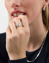 2-Pack Sterling Silver-Plated Irregular Rings, Silver (ST SILVER), large