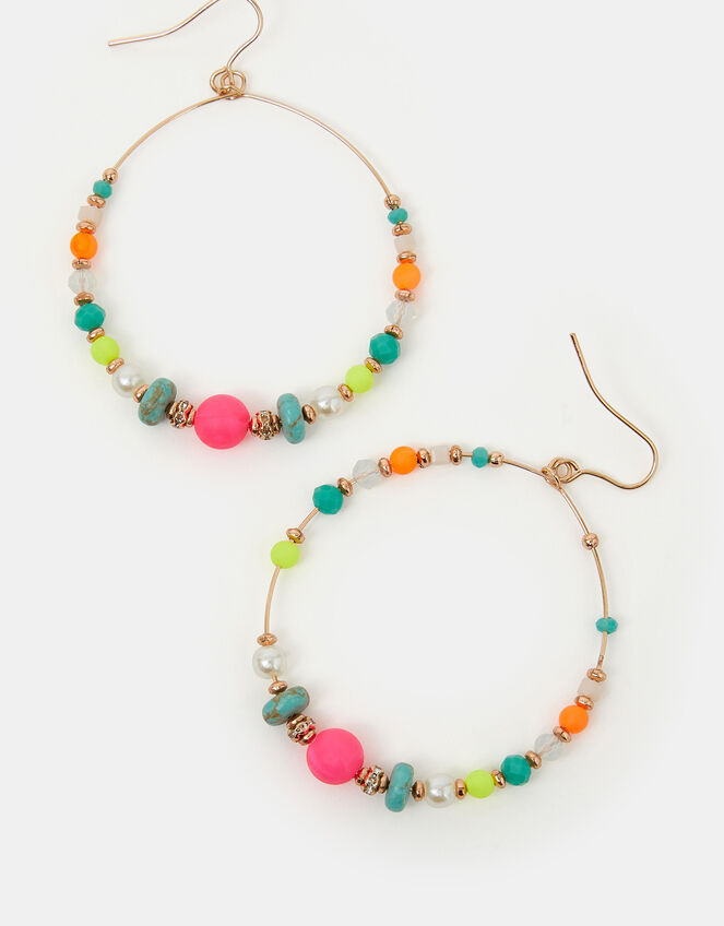 Beaded Hoop Drop Earrings, , large