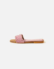 Double Plaited Suede Sliders, Pink (PINK), large