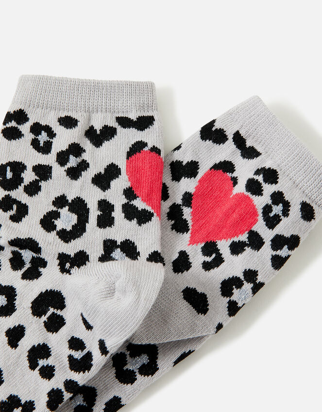Animal Contrast Heart Crop Sock, Black (BLACK WHITE), large