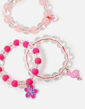 Girls Flamingo Beaded Bracelet Set, , large