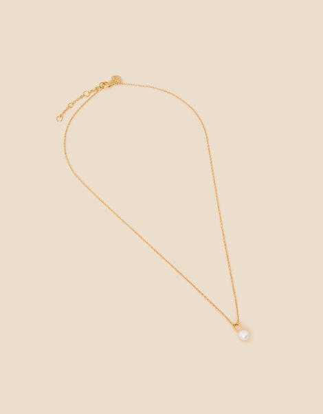 14ct Gold-Plated Pearl Pendant Necklace, , large