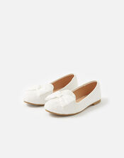 Lace Bow Slippers, Natural (IVORY), large