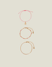 3-Pack Starfish Beaded Anklets, , large