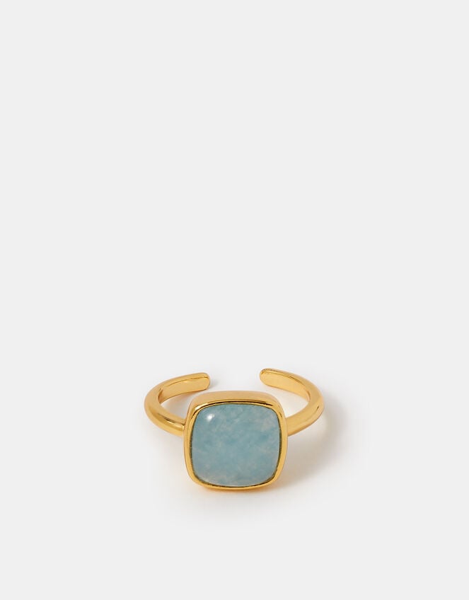 14ct Gold-Plated Quartz Adjustable Ring, , large