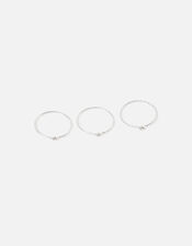 Sterling Silver Stacking Ring Set , Silver (ST SILVER), large