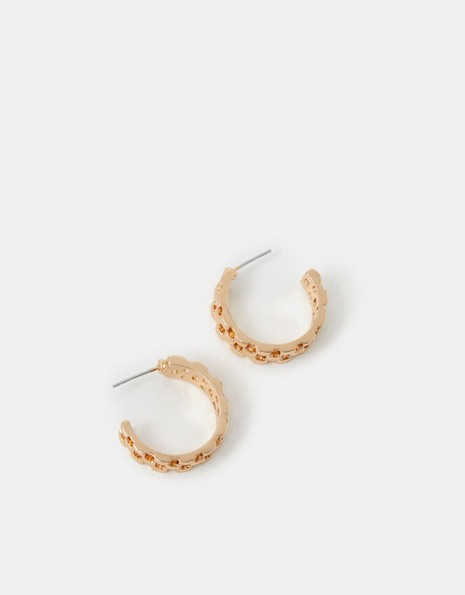 Chunky Square Link Hoop Earrings, , large