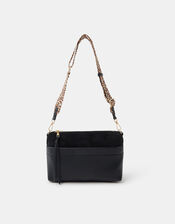 Cristina Leopard Print Strap Crossbody Bag, Black (BLACK), large