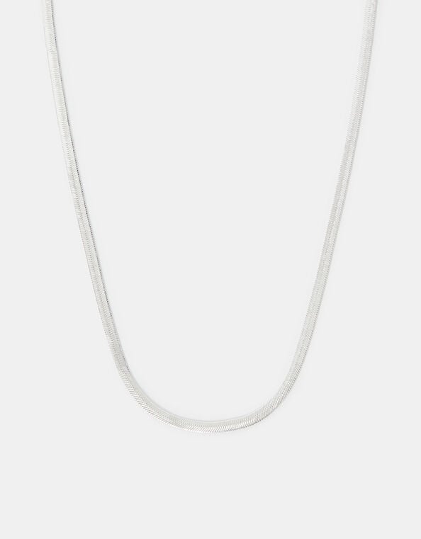 Sterling Silver-Plated Omega Chain Necklace, , large