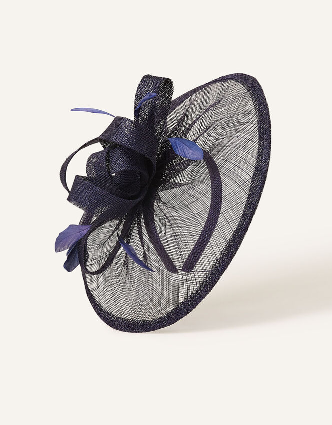 Penelope Sinamay Bow Band Fascinator, Blue (NAVY), large