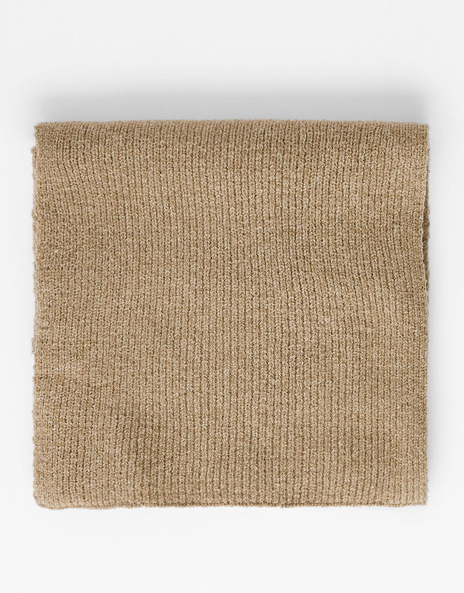 Plain Knit Scarf in Wool Blend, Camel (CAMEL), large