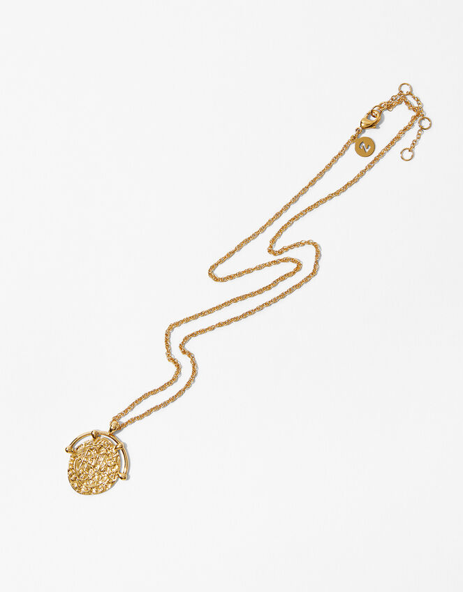 Gold-Plated Amulet Coin Necklace, , large