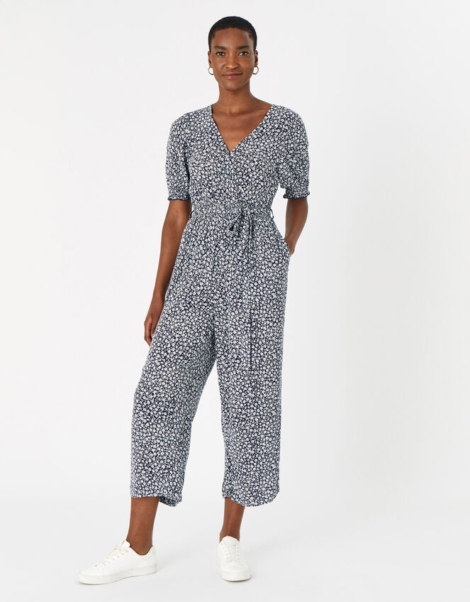 Daisy Wrap Jumpsuit in LENZING™ ECOVERO™ , Blue (NAVY), large