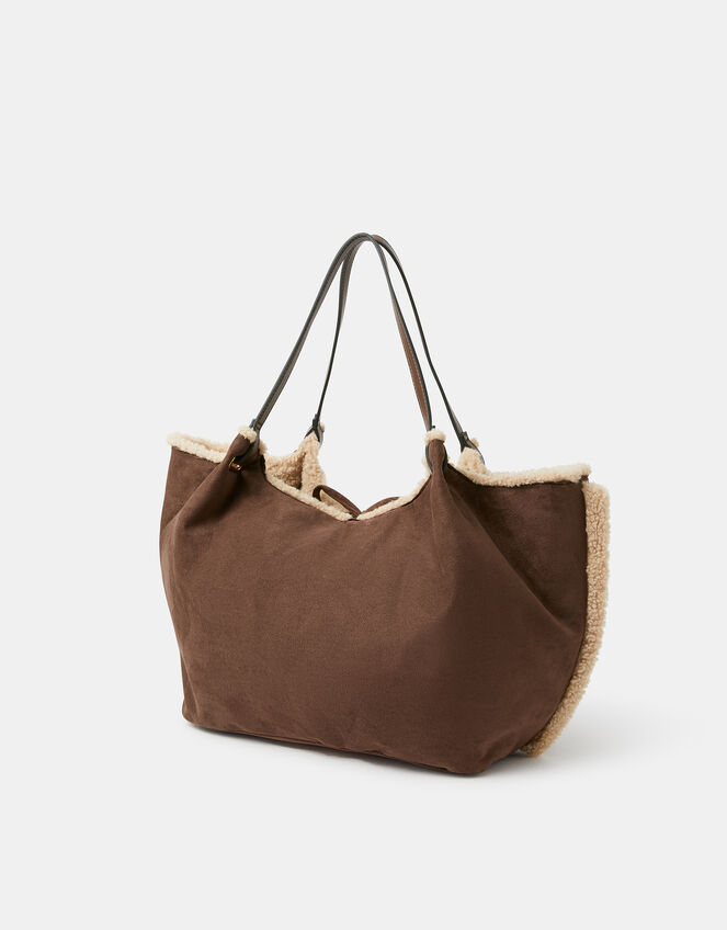 Reversible Borg Shoulder Bag, , large